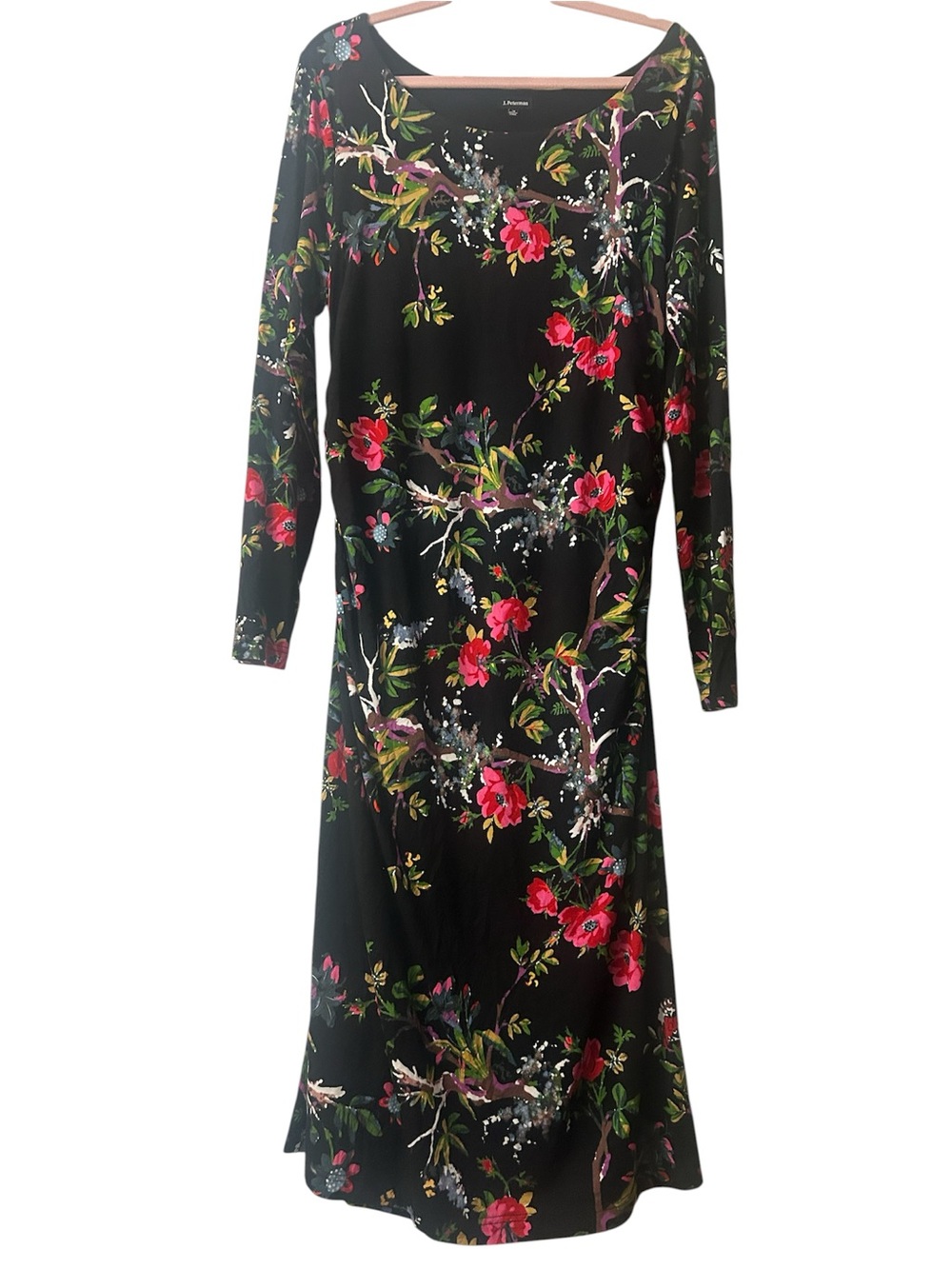 J Peterman ‘Secret Keeper” Floral Long Sleeve Midi Dress